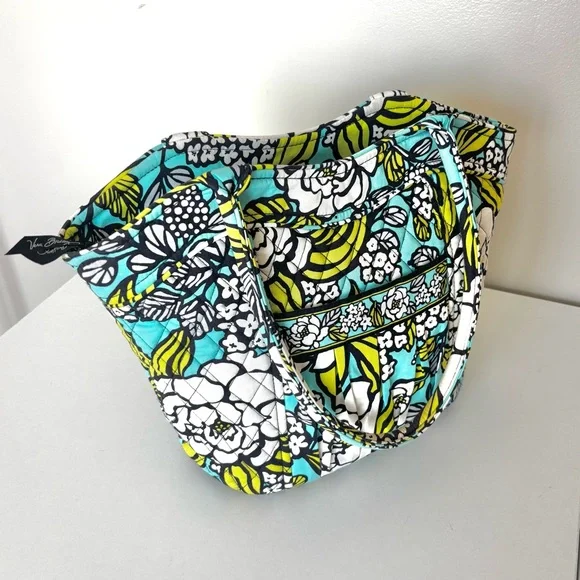VERA BRADLEY SWEETHEART SHOULDER BAG Purse ISLAND BLOOMS Floral Teal/Green - Picture 4 of 13